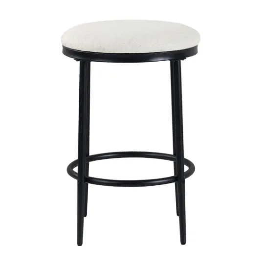 Kirkland's Home Cream Upholstered Metal Counter Stool- Bar Stools & Counter Height Stools
