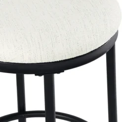 Kirkland's Home Cream Upholstered Metal Counter Stool- Bar Stools & Counter Height Stools