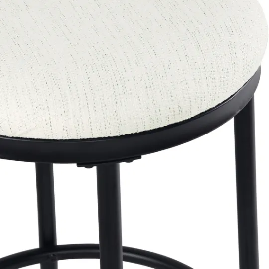 Kirkland's Home Cream Upholstered Metal Counter Stool- Bar Stools & Counter Height Stools