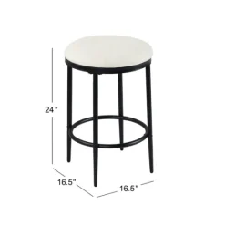 Kirkland's Home Cream Upholstered Metal Counter Stool- Bar Stools & Counter Height Stools