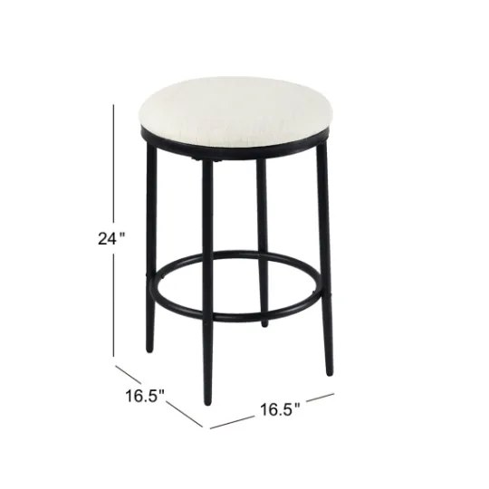 Kirkland's Home Cream Upholstered Metal Counter Stool- Bar Stools & Counter Height Stools