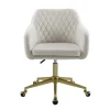 Kirkland's Home Cream Upholstered Tufted Swivel Office Chair- Office Furniture