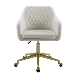 Kirkland's Home Cream Upholstered Tufted Swivel Office Chair- Office Furniture