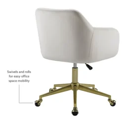 Kirkland's Home Cream Upholstered Tufted Swivel Office Chair- Office Furniture