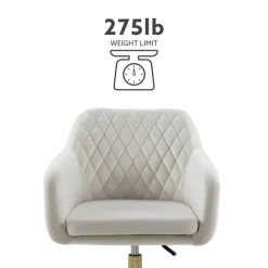Kirkland's Home Cream Upholstered Tufted Swivel Office Chair- Office Furniture