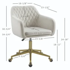 Kirkland's Home Cream Upholstered Tufted Swivel Office Chair- Office Furniture