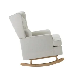 Kirkland's Home Cream Upholstered Wingback Rocking Chair- Accent Chairs