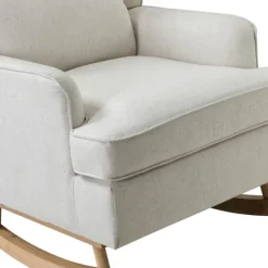 Kirkland's Home Cream Upholstered Wingback Rocking Chair- Accent Chairs