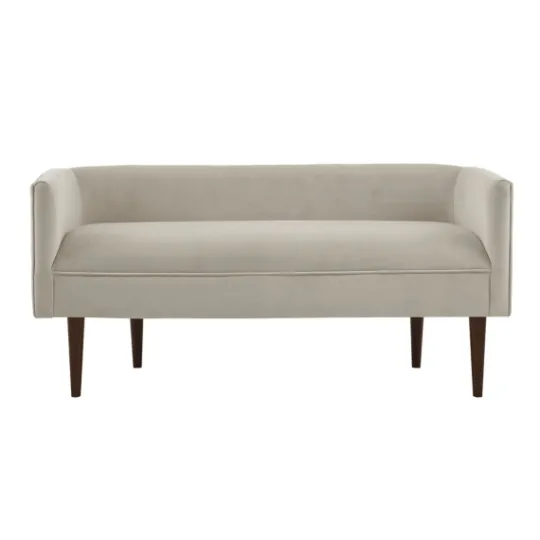 Kirkland's Home Cream Velvet Low Back Transitional Settee- Sofas & Loveseats