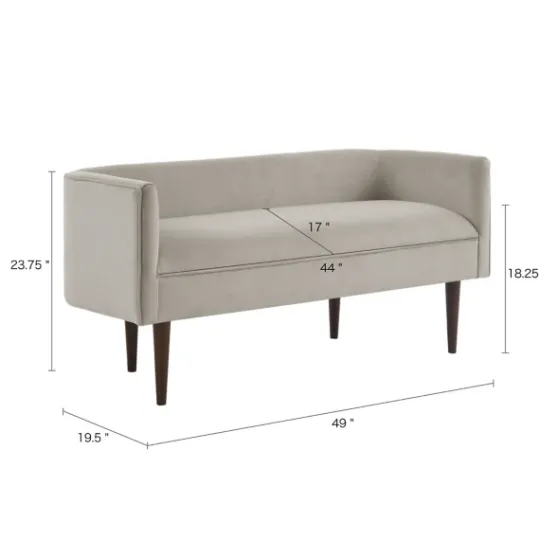 Kirkland's Home Cream Velvet Low Back Transitional Settee- Sofas & Loveseats