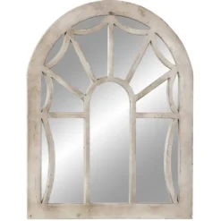 Kirkland's Home Cream Vintage Fir Wood Arch Framed Mirror- Decorative Mirrors