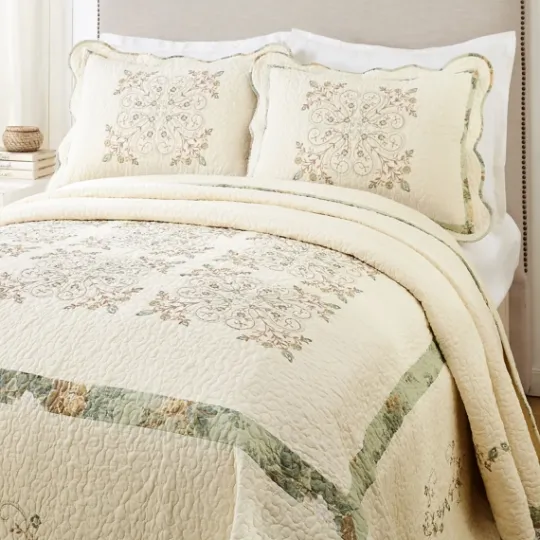 Kirkland's Home Cream Vintage Treasure Queen Bedspread- Bedspreads & Coverlets