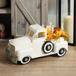 Kirkland's Home Cream Vintage Truck With Pre-Lit Autumn Leaves- Statues & Figurines