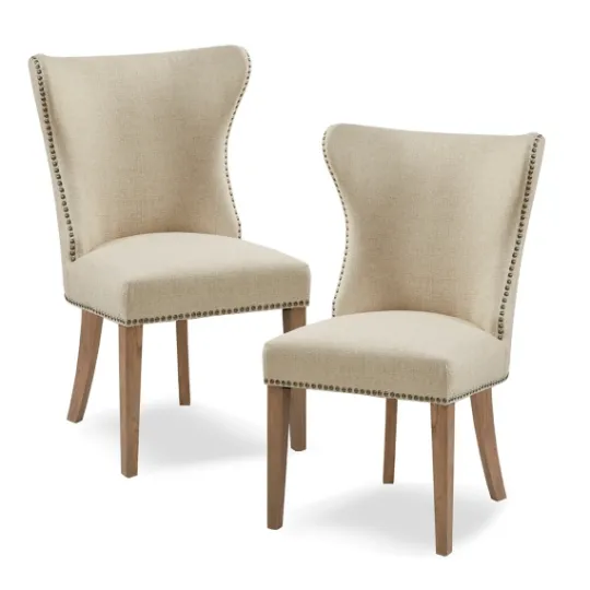 Kirkland's Home Cream Wing Back Nailhead Dining Chairs, Set Of 2- Dining Chairs