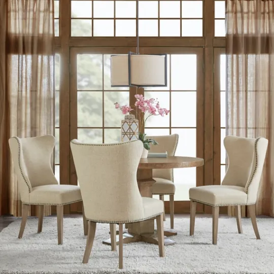 Kirkland's Home Cream Wing Back Nailhead Dining Chairs, Set Of 2- Dining Chairs