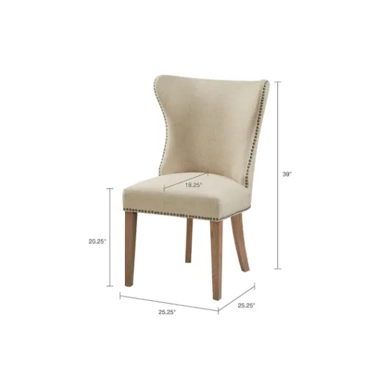 Kirkland's Home Cream Wing Back Nailhead Dining Chairs, Set Of 2- Dining Chairs