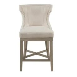 Kirkland's Home Cream Wingback Swivel Seat Counter Stool- Bar Stools & Counter Height Stools