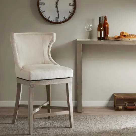 Kirkland's Home Cream Wingback Swivel Seat Counter Stool- Bar Stools & Counter Height Stools