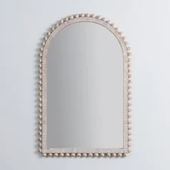 Kirkland's Home Cream Wood Beaded Arch Frame Mirror- Decorative Mirrors
