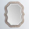 Kirkland's Home Cream Wood Beaded Wavy Frame Mirror- Decorative Mirrors