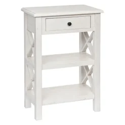 Kirkland's Home Cream Wooden Plank Side Table- Accent & End Tables