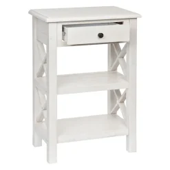Kirkland's Home Cream Wooden Plank Side Table- Accent & End Tables