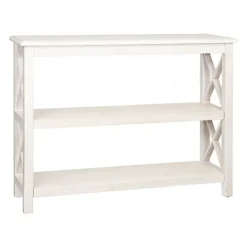 Kirkland's Home Cream Wooden Plank X-Frame Console Table- Entryway Furniture