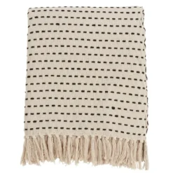 Kirkland's Home Cream Woven Dashed Cotton Throw- Blankets & Throws