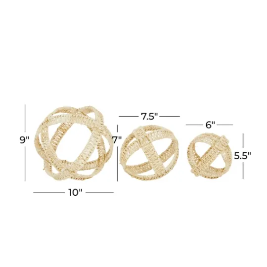 Kirkland's Home Cream Woven Decorative Orbs, Set Of 3- Decorative Accents