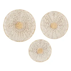 Kirkland's Home Cream Woven Dried Plant Wall Sculptures, Set Of 3- Wall Plaques