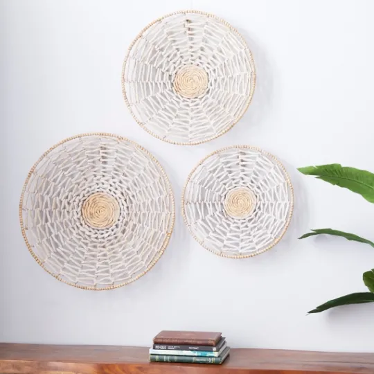 Kirkland's Home Cream Woven Dried Plant Wall Sculptures, Set Of 3- Wall Plaques