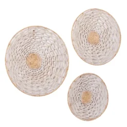 Kirkland's Home Cream Woven Dried Plant Wall Sculptures, Set Of 3- Wall Plaques
