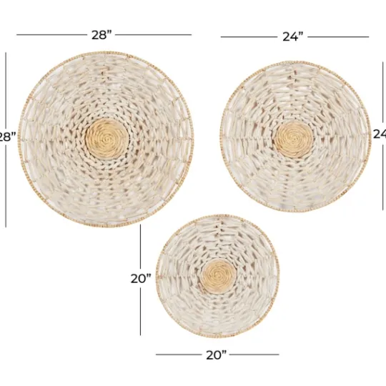 Kirkland's Home Cream Woven Dried Plant Wall Sculptures, Set Of 3- Wall Plaques