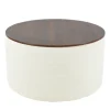 Kirkland's Home Cream Woven Wood Top Storage Ottoman- Benches & Ottomans