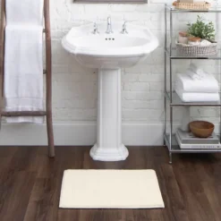 Kirkland's Home Creme Plush Reversible Cotton Bath Mat, 34 In.- Bathroom Rugs