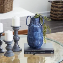 Kirkland's Home Crosshatch Triple Handle Ceramic Vase, 13 In.- Vases