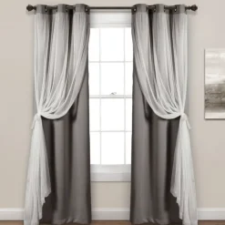Kirkland's Home Curtain Panel Set With Overlay, 84 In.- Curtains & Drapes