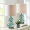 Kirkland's Home Curved Blue Glass Table Lamps, Set Of 2- Table Lamps