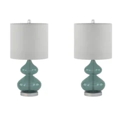 Kirkland's Home Curved Blue Glass Table Lamps, Set Of 2- Table Lamps