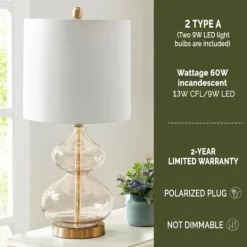 Kirkland's Home Curved Blue Glass Table Lamps, Set Of 2- Table Lamps