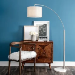 Kirkland's Home Curved Floor Lamp With Marble Base- Floor Lamps
