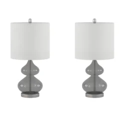 Kirkland's Home Curved Gray Glass Table Lamps, Set Of 2- Table Lamps