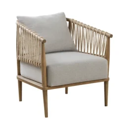 Kirkland's Home Curved Wood And Jute Rope Accent Chair- Accent Chairs
