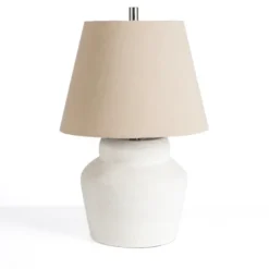 Kirkland's Home Cyra Cream Resin Table Lamp- Table Lamps