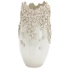 Kirkland's Home 3D Floral Cream Ceramic Vase- Vases