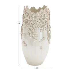 Kirkland's Home 3D Floral Cream Ceramic Vase- Vases