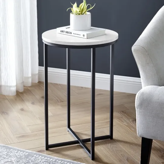 Kirkland's Home Daisy Faux Marble X Base Accent Table- Accent & End Tables