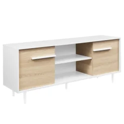 Kirkland's Home Daisy Oak Wood Open Storage Tv Stand- Tv Stands & Media Consoles