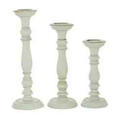 Kirkland's Home Daisy White Rustic 3-Pc. Candle Holder Set- Candle Holders