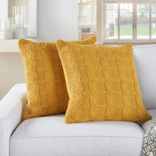 Kirkland's Home Dandelion Cable Knit Throw Pillows, Set Of 2- Pillows